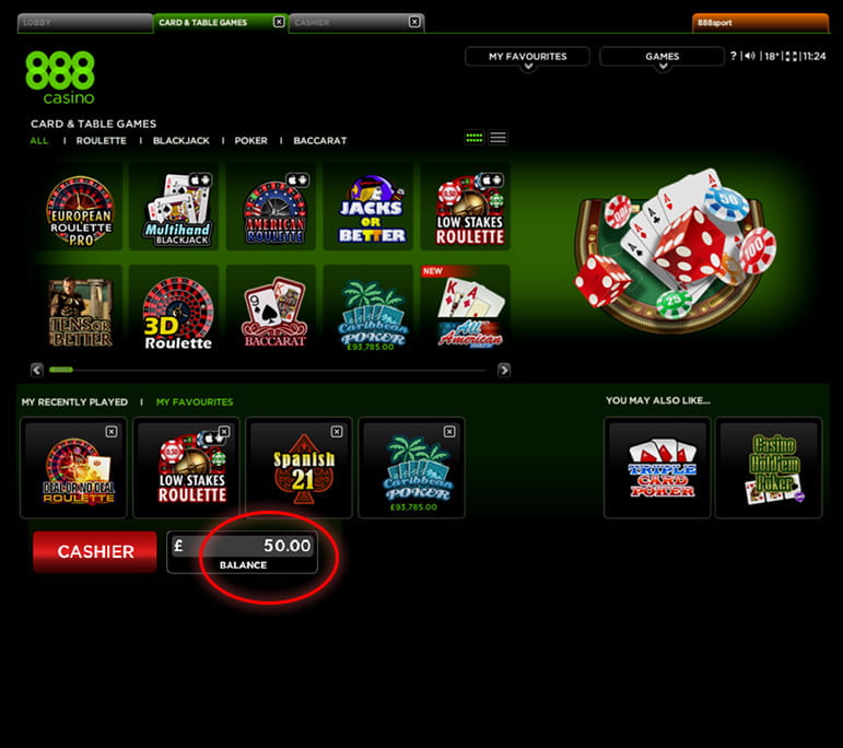 Successful 888 Casino Deposit Completed
